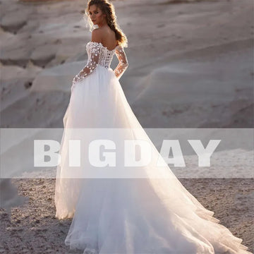 Runhufu A-Line Wedding Dress 2024 Women Lace Open Back Strapless Long Detachable Sleeve Bridal Gown Sweep Train Vestido De Noiva